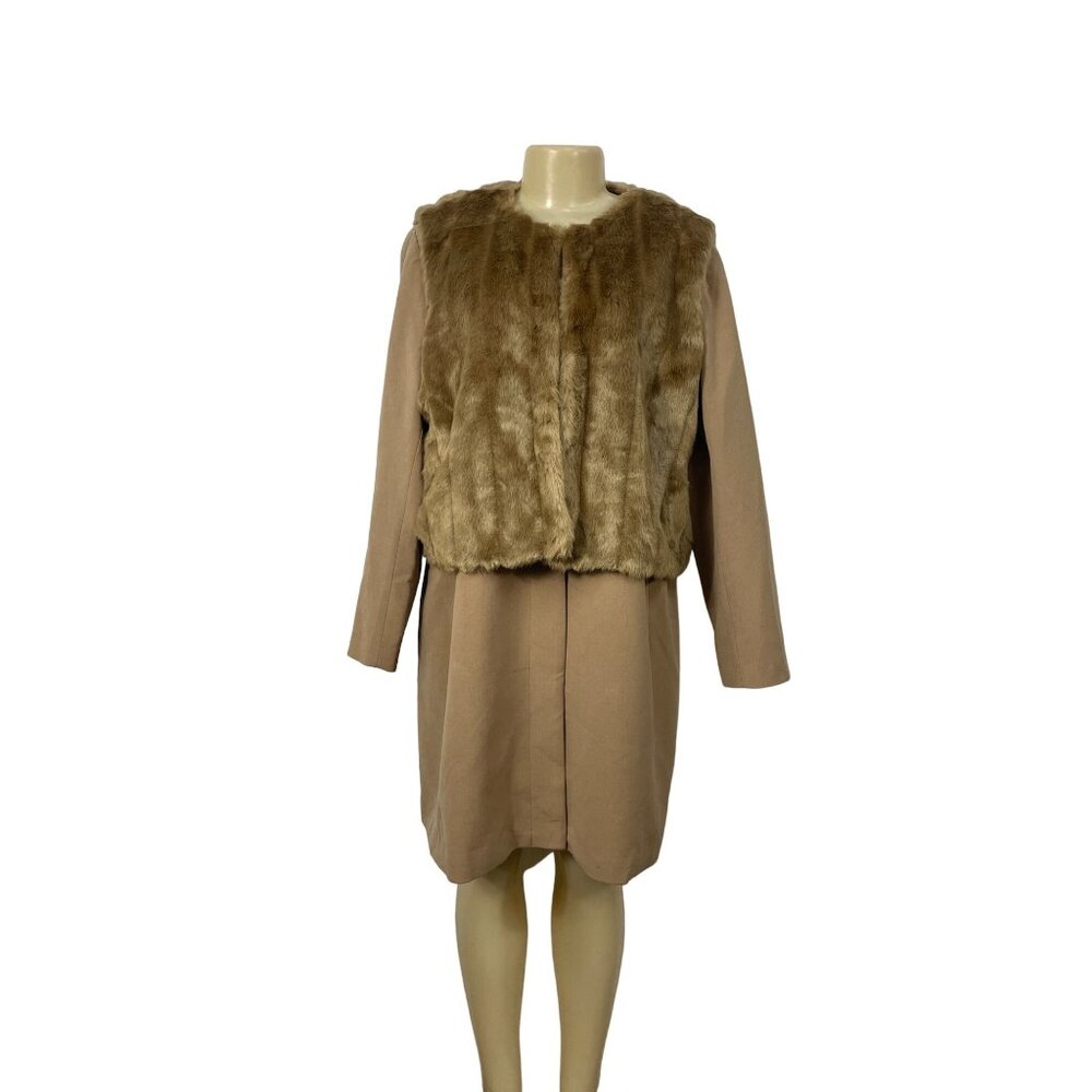 Multi Look IMAN  Coat & Vest Caramel Size 1X Winter Office Attire